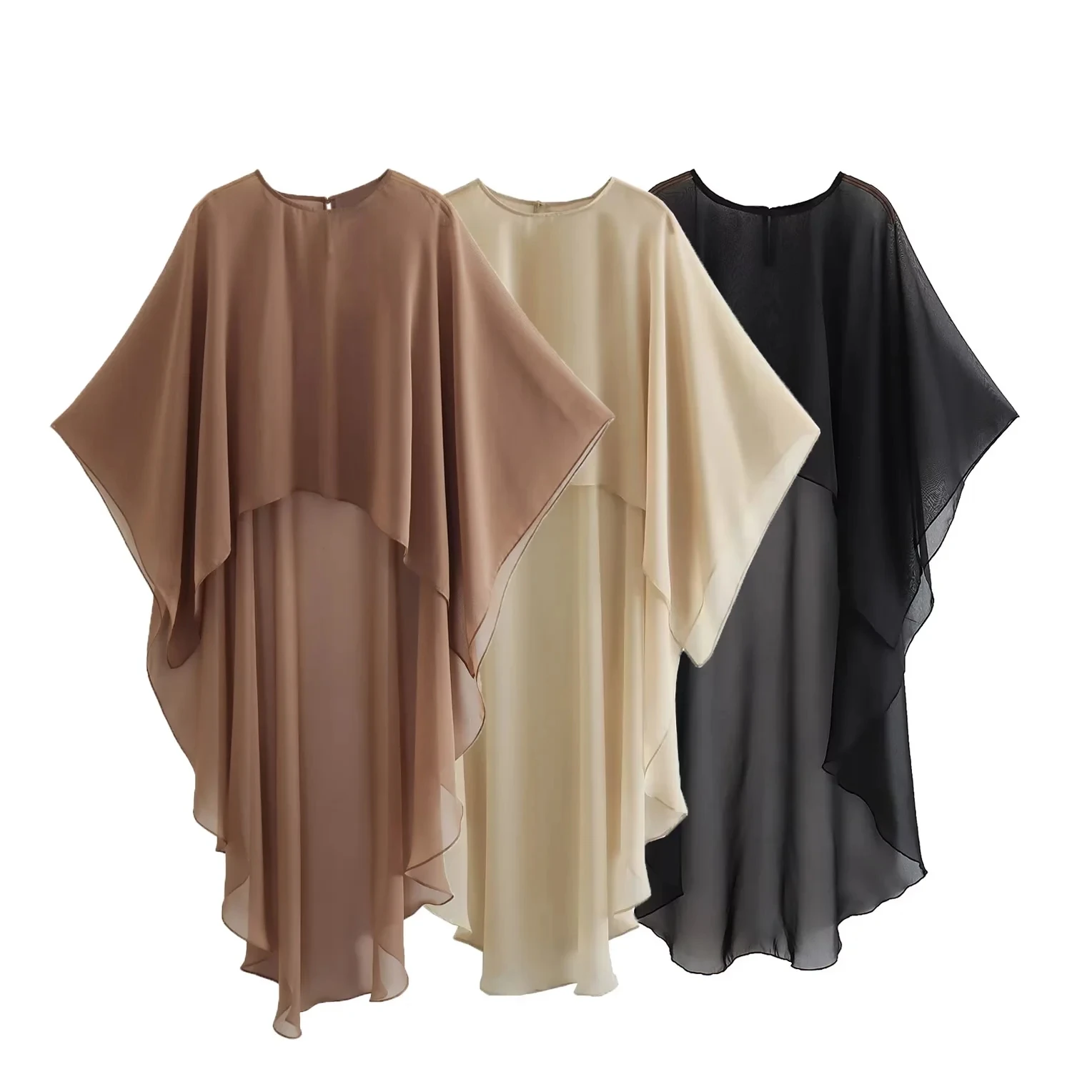 Beige Poncho White Cape Jacket Coffee Cloak Black Tulle Summer Vintage Chic Elegant Fashion Stylish Classic Casual Loose Y2k