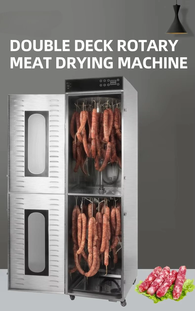 Double Deck Commercial Rotary Large Capacity Sausages Biltongs Preserved Food Dewatering Processing Dehydrator