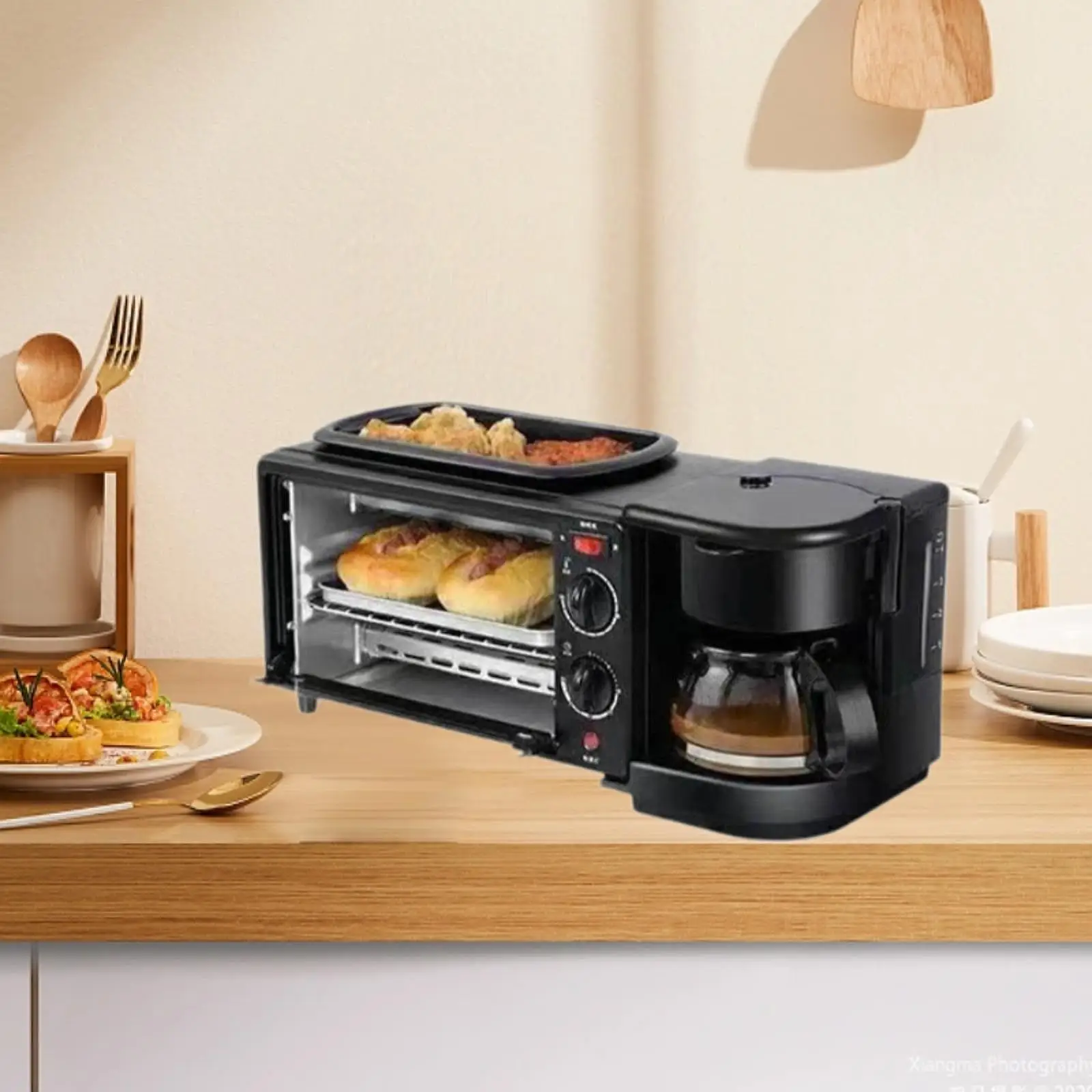 3 in 1 Breakfast Bread Maker Multifunctional Breakfast Machine Oven Household Small Kitchen Appliances Portable Toasters