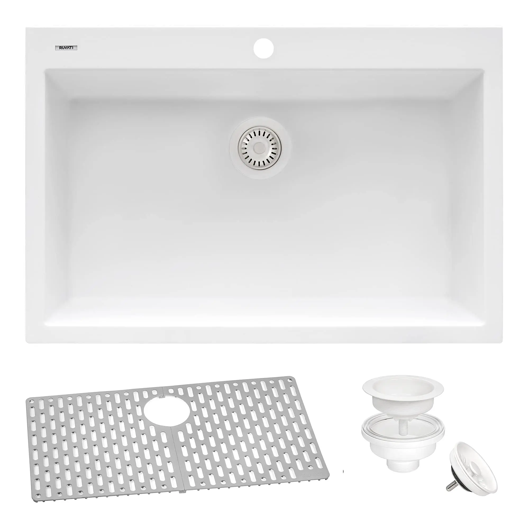 27x20-in Arctic White Granite Drop In Kitchen Sink - RVG1027WH