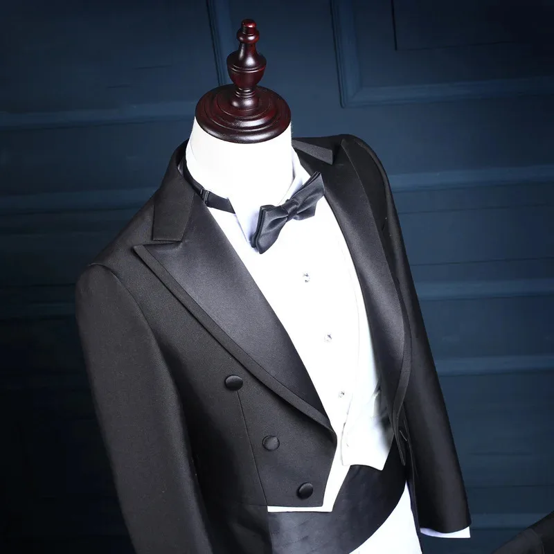 Traje de fiesta de boda, esmoquin de novio estilo caballero, abrigo de cola atractivo, traje de hombre hecho a medida para ropa de hombre (chaqueta + pantalones + chaleco)