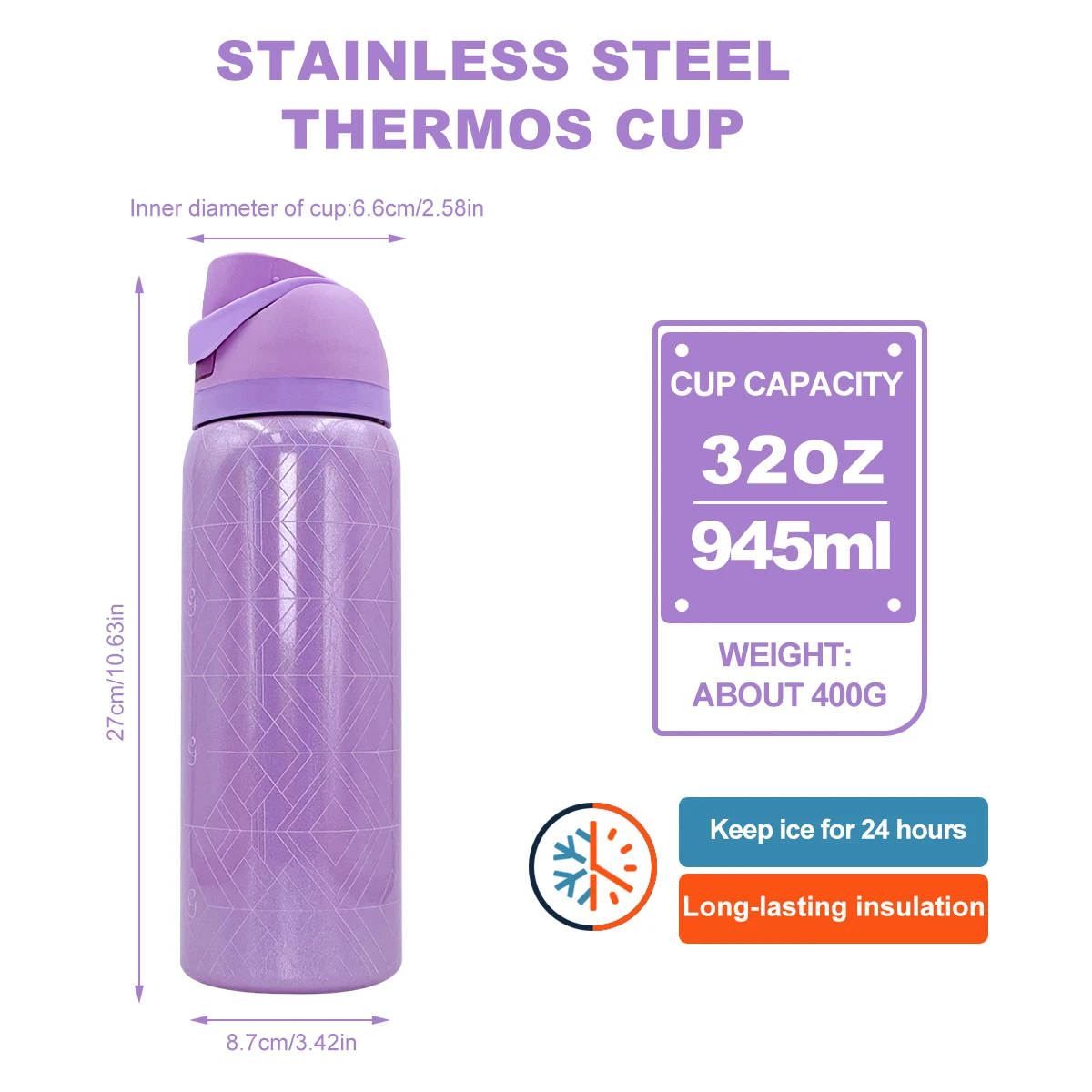 Owalaa pearlescent pink 32oz/945ml stainless steel insulated water bottle with straw,for daily sports outdoor,perfect gift