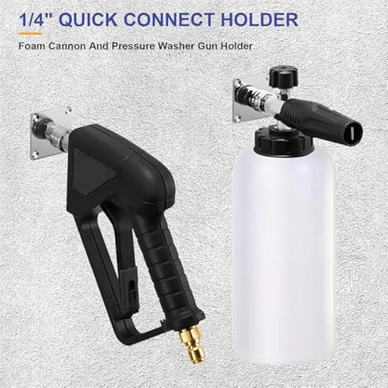 

AT69 -Wall Mount Pressure Washer Holder Foam Cannon Mount 1/4" Quick Connect Automatic Foam Cannon Mount Pressure Washer Accesso