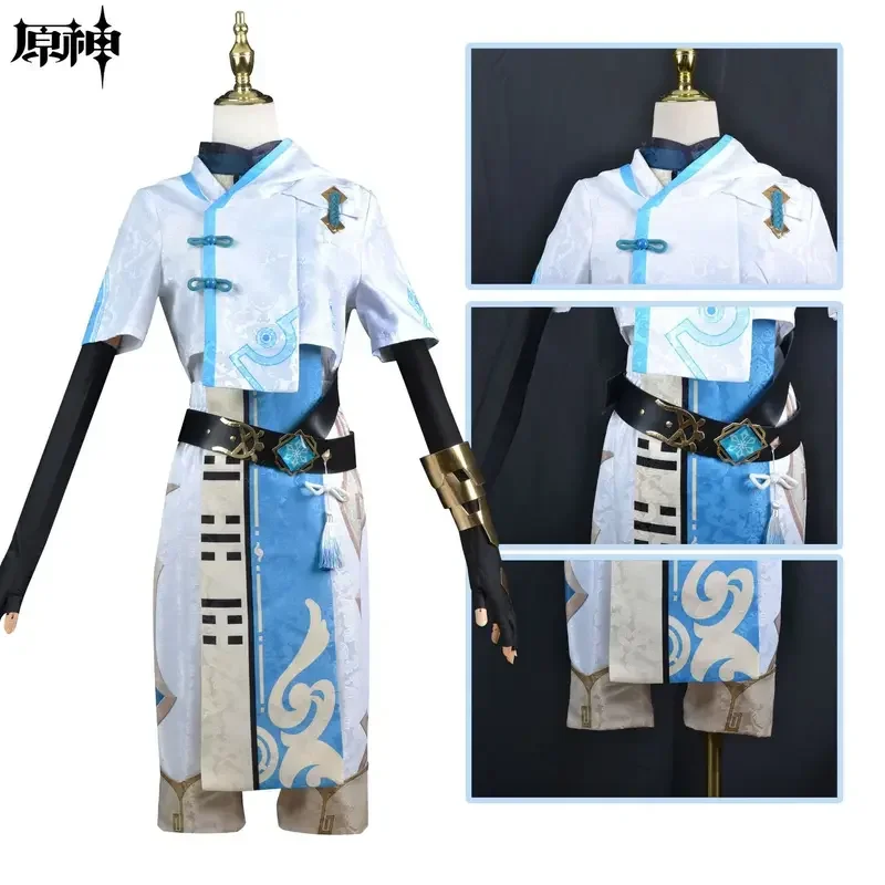 Genshin impacto chongyun cosplay traje jogo animação canto das mulheres dos homens roupa uniforme festa de halloween carnaval fantasia novo mn3