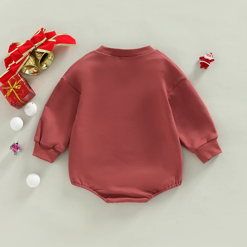 Newborn Baby Girl Boy Christmas Outfit Retro Christmas Tree Crewneck Sweatshirt Romper Oversized Fall Winter Bodysuits Clothes