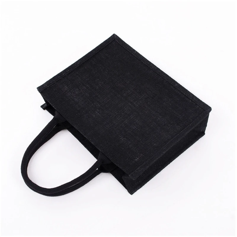 Black Jute Tote Bags Women Shopping Handbag Burlap Bag With Soft Handle Bridesmaid Wedding Christmas Party Favors Gift Organizer