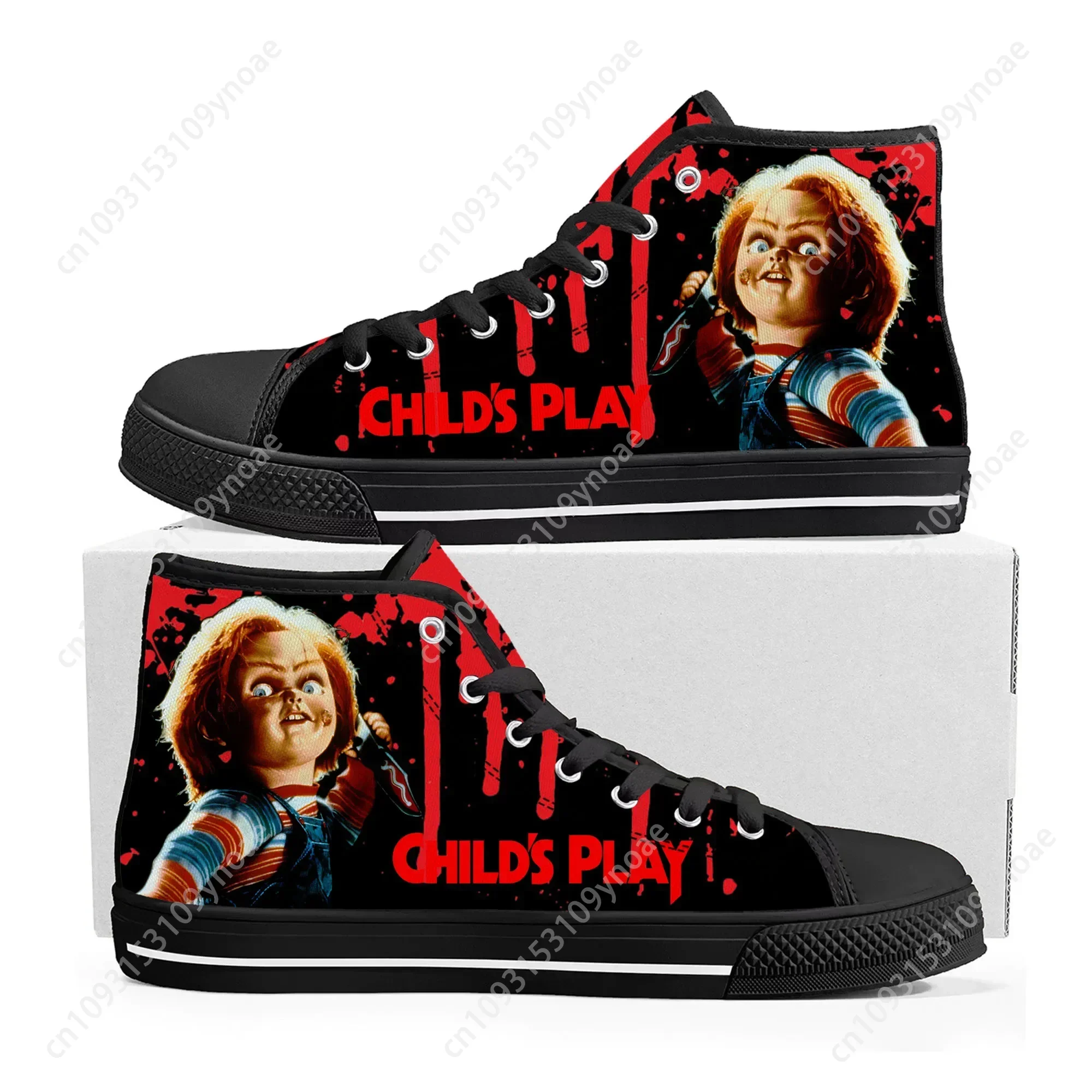 

Horror Movie Childs Play Chucky High Top High Quality Sneakers Men Women Teenager Canvas Sneaker Casual Couple Shoes Custom Shoe