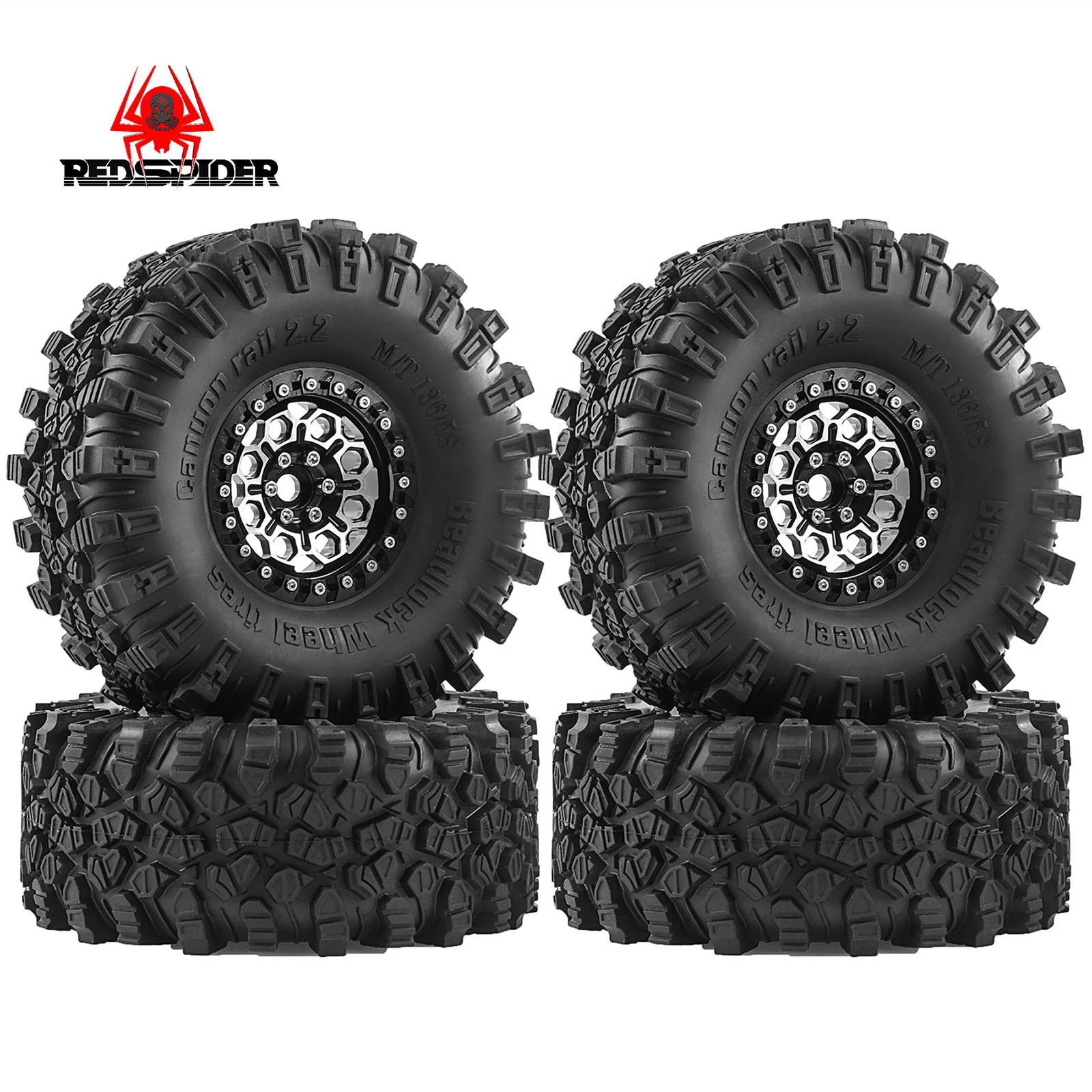 RED SPIDER  2.2inch Metal Tires With  Hex Hubs 12MM  Aluminum Wheel  for Sporty Class CC01 D90 Axial SCX10 Traxxas TRX4