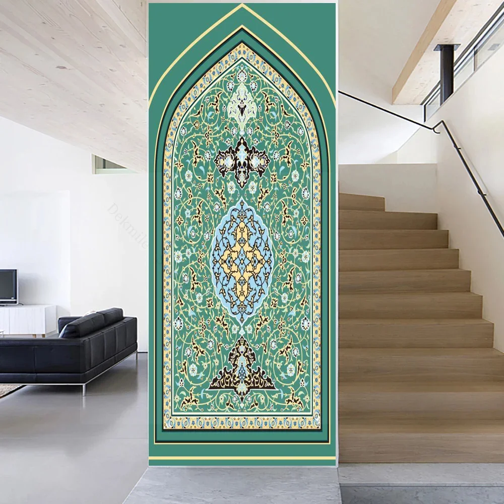 3D Door sticker Art Arch renovation poster Mecca Muslim Mosque Cabinet Wall sticker Custom mural