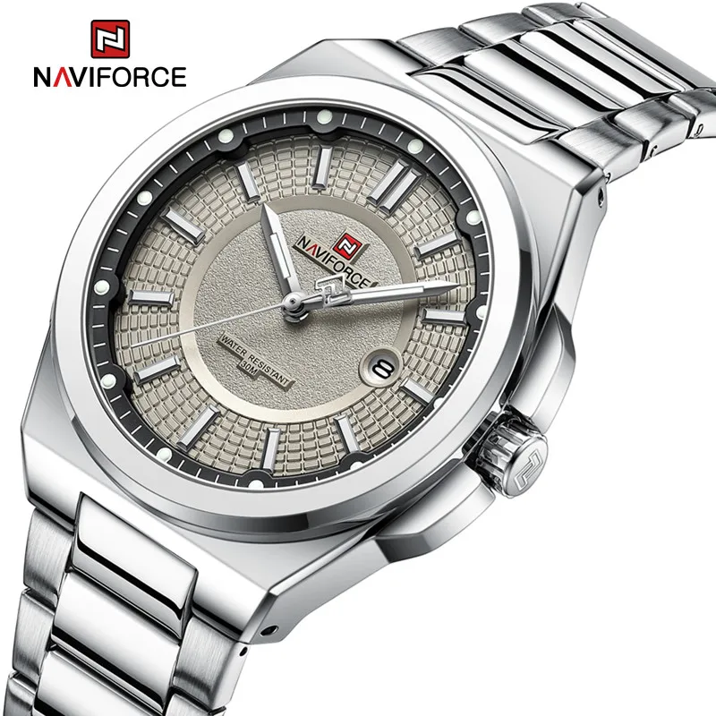 

Naviforce Brand Men's Watch Sports Casual Stainless Steel Quartz Wristwatches Date Clock with Luminous Hands Relogio Masculino