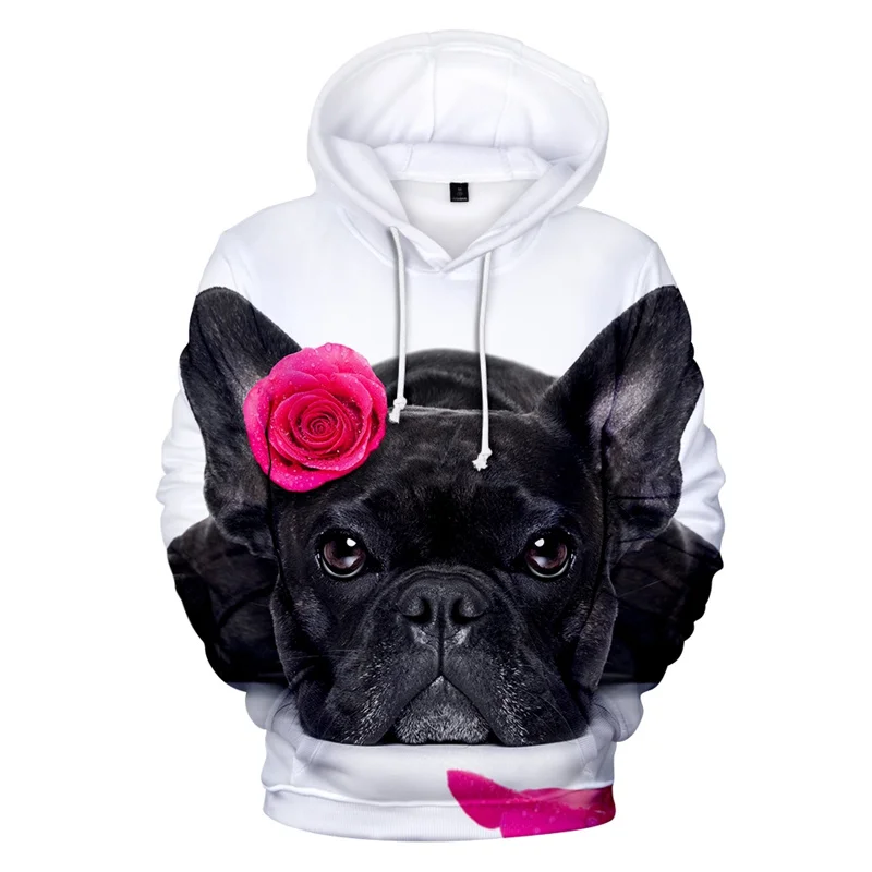 Sudaderas con capucha de Bulldog Francés para hombres y mujeres, sudadera con estampado 3D de perro, chaqueta Harajuku informal, abrigo de manga