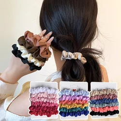 6Pcs/Set Ponytail Holder Hair Rope Simple DIY Hair Accessories Silky Satin Hair Scrunchies Set Matte Small Intestine Hair Ring