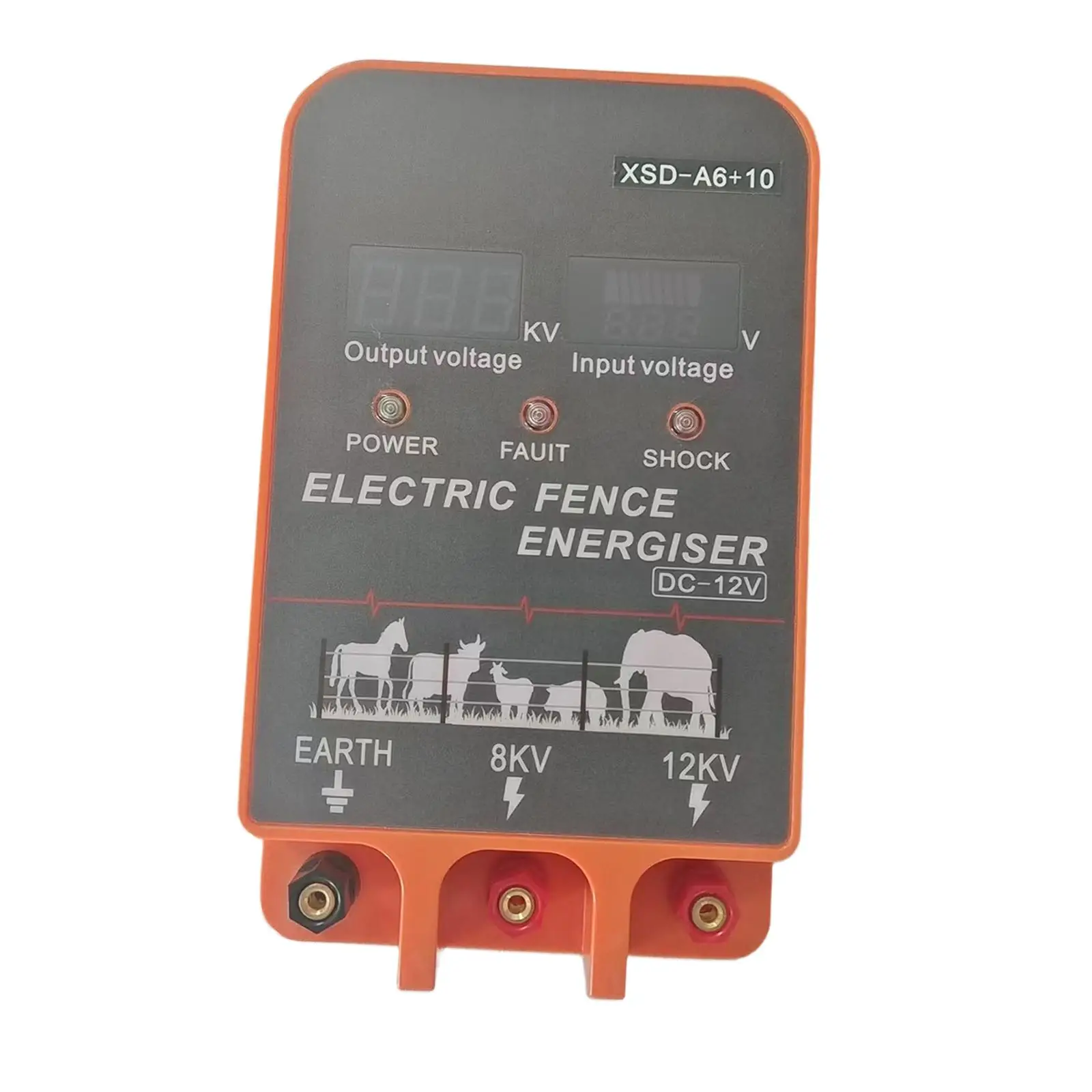 4.7J Electric Fence Energizer Charger 10km Control Livestock Accessory for Poultry Cattle Sheep Farms