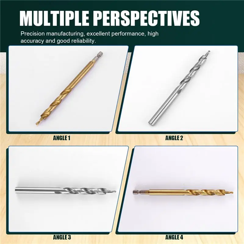 

ABUI-2Pcs 1/4 Inch Hex Shank Pocket Hole Drill Bit + 3/8(9.5Mm)Replacement Twist Step Drill Bit With Depth Stop Collar For Manua