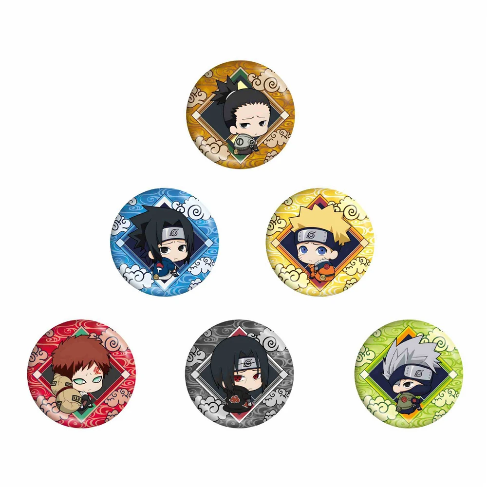 

Anime NARUTO Uchiha Sasuke Itachi Hatake Kakashi Gaara Nara Shikamaru Cosplay Badge Pin SPTE Tinplate Brooch Accessories Prop