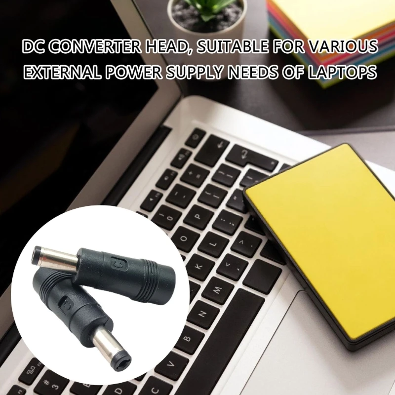 محول شحن أجهزة الكمبيوتر المحمولة المحمولة DC4.0x1.7mm إلى DC5.5x2.1mm محول شحن رأس محول تحويل الطاقة أسود