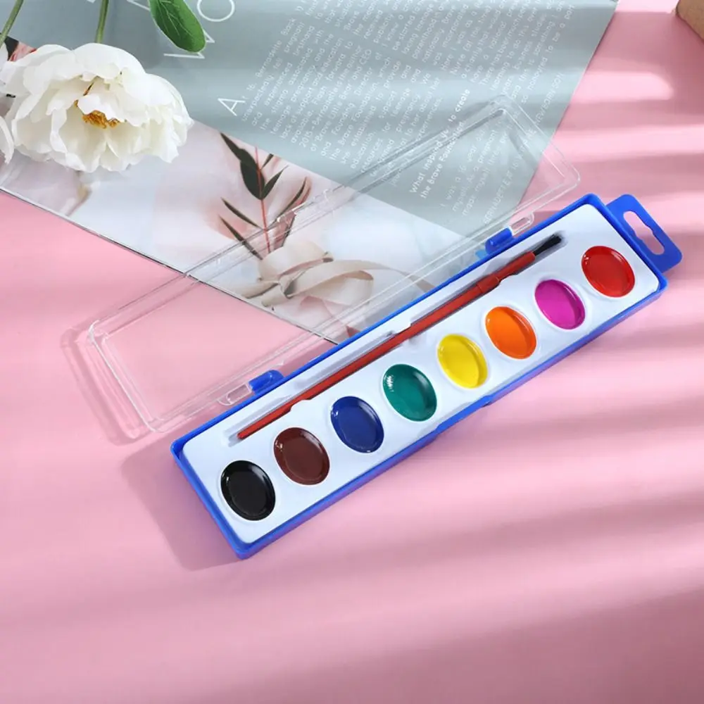 Washable Watercolor Paint Set With Water Brush Pen 8/12/16 Colors Watercolor Paint Palette Portable Water Color Paints