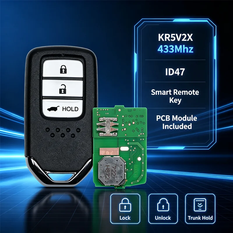 3 Buttons 433MHz FCCID:KR5V2X With ID47 Chip Car Smart Remote Key Accessories For Honda CRV CR-V 2015 2016 2017 2018