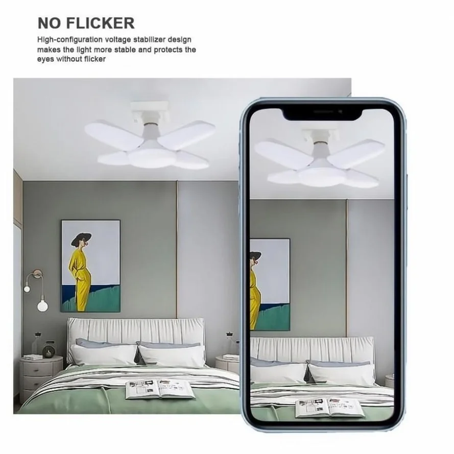 E27 LED 38W Bulb Fan Blade Timing Lamp AC85V-265V Foldable Led Light Bulb Lampada For Home Ceiling Light With Remote Controller