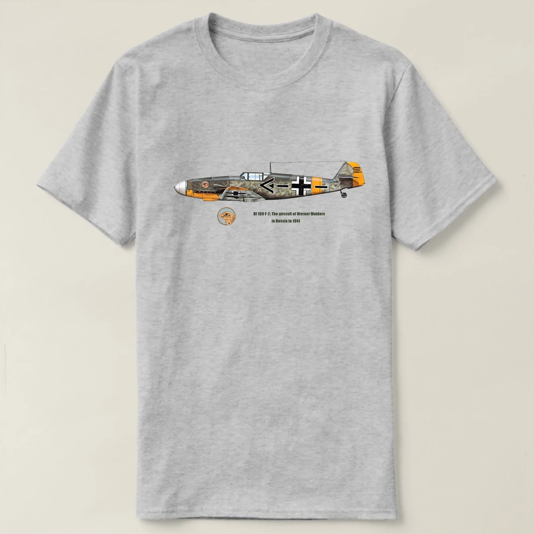 WWII German JG 51 Werner Molders Bf 109 F-2 Fighter T-Shirt 100% Cotton O-Neck Short Sleeve Summer Casual Mens T-shirt