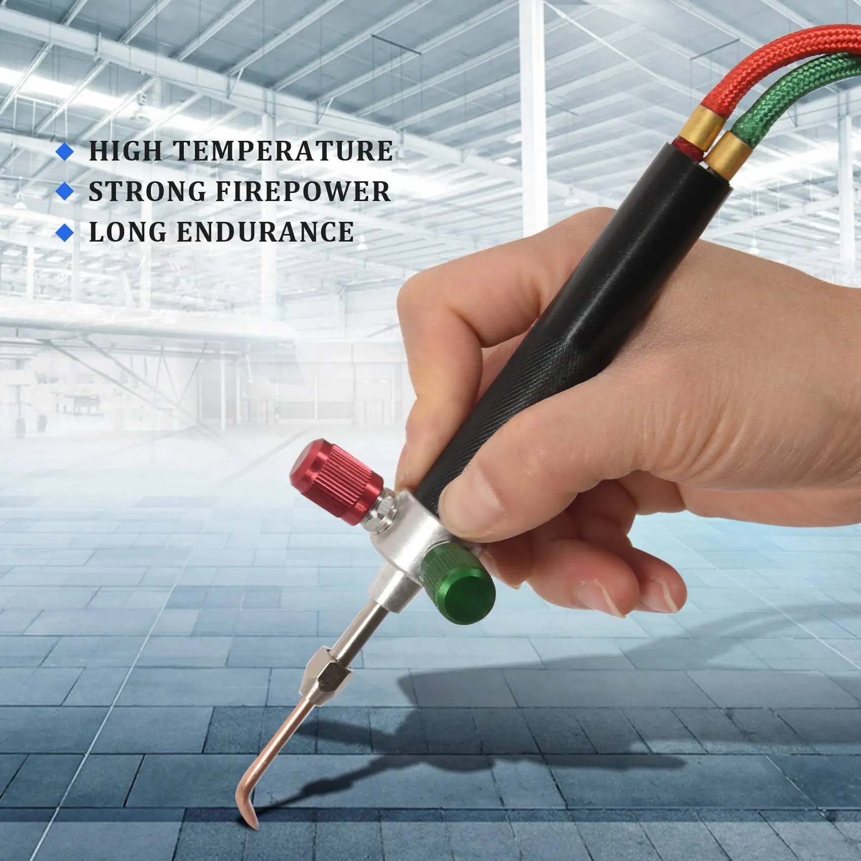 AFOURT-Micro-Gas Torch Mini-Gasbrenner Schweiß- und Lötset mit 5 Spitzen, Schweiß- und Lötpistole mit flexiblem Schlauch für kleine Arbeiten – Detail 4