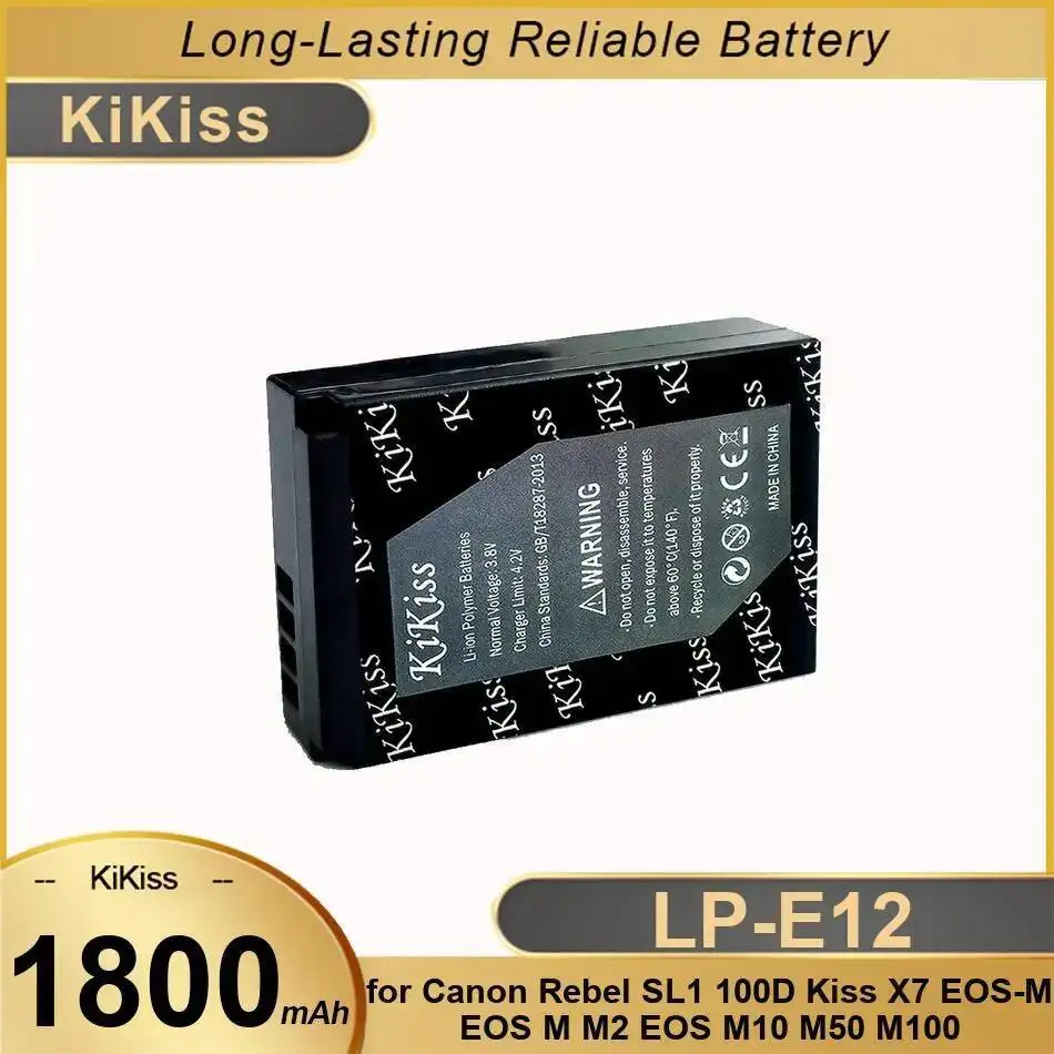 

1800Mah LP-E12 Long-Lasting Performance For Canon Rebel SL1 100D Kiss X7 Eos-M Eos M M2 M10 M50 M100 Camera Battery