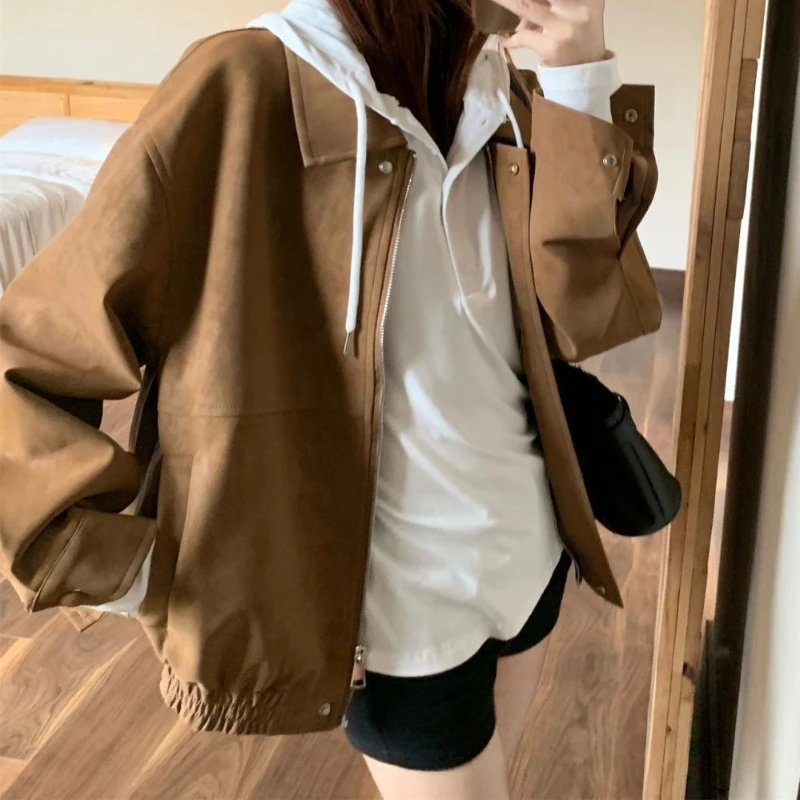 

Women's Suede Jacket 2025 Autumn New Loose Slim Fit Lapel Versatile Casual Jacket