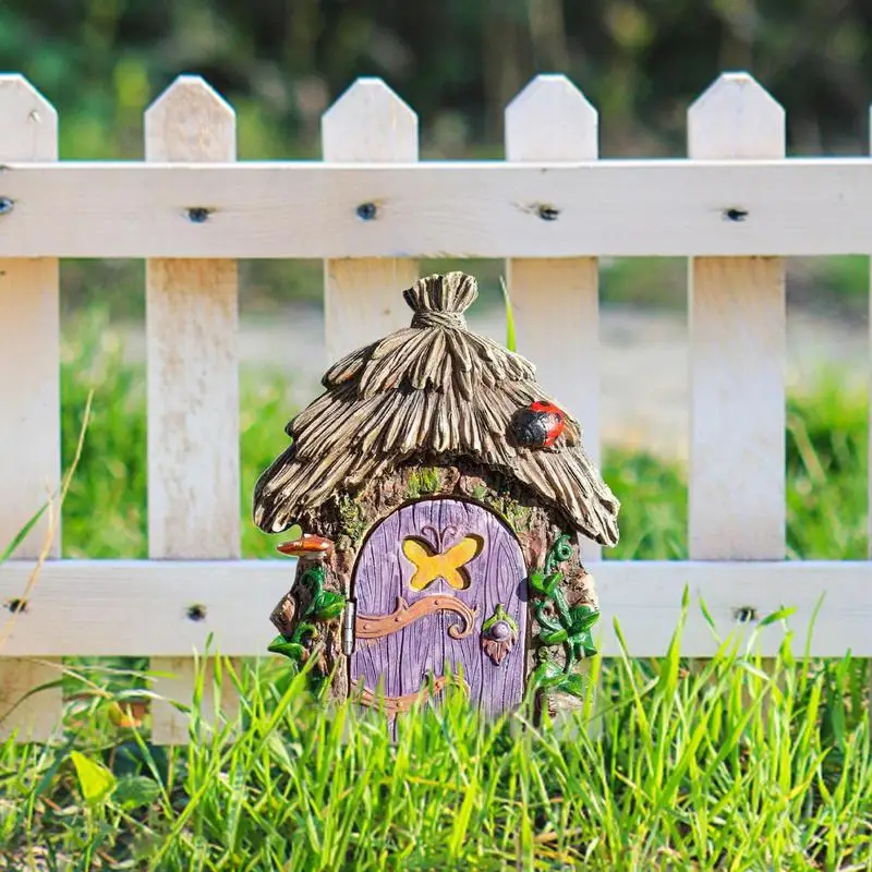 Fairy Garden Decor For Outside Mini Wood Fairy Yard House Art Sculpture Garden Decor For Porch Wall Living Room Garden Fence