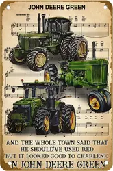 Farmer Farming Tractor Driver Poster John Lovers Deere Green Lyrics Song Poster Vintage Metal Tin sign Logo Family Club Bar Cafe