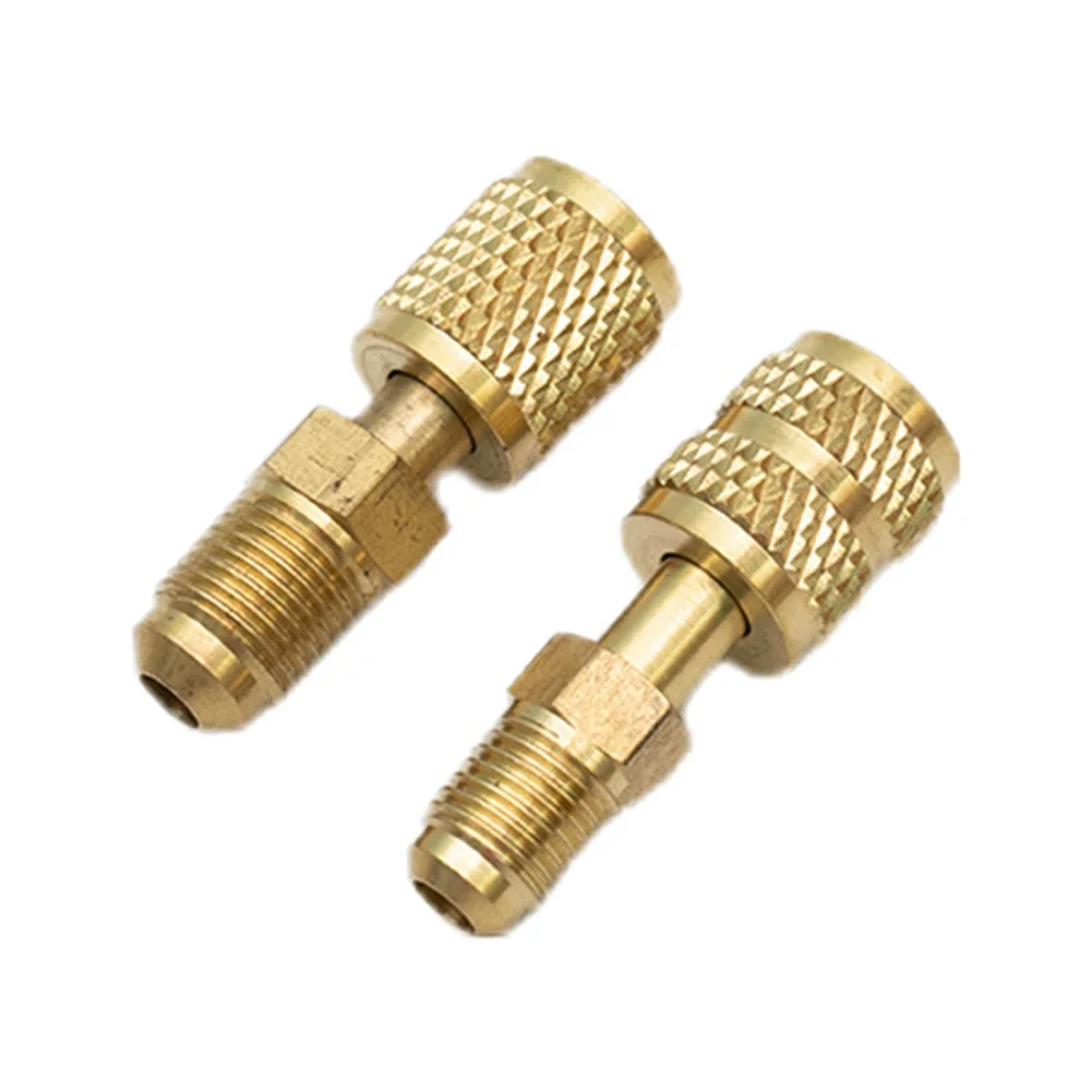 

High Quality New Durable AC Refrigerant Adapter 1/4" 2Pcs Set 5/16" Brass For Valve System Tool SAE Male Female