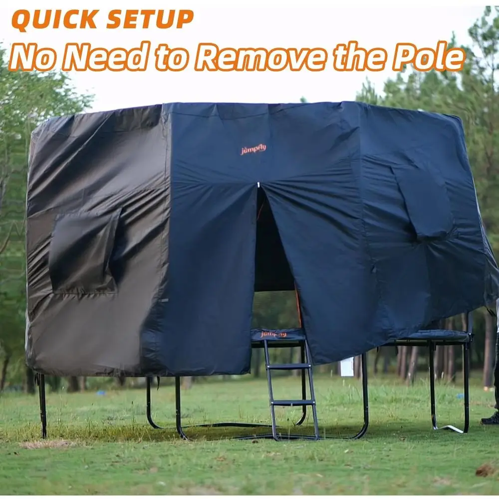 خيمة ترامبولين 14 قدم للأطفال (خيمة فقط)، تناسب 6 أقطاب مستقيمة ترامبولين مستديرة، غطاء ظل ترامبولين مع ضوء LED #4