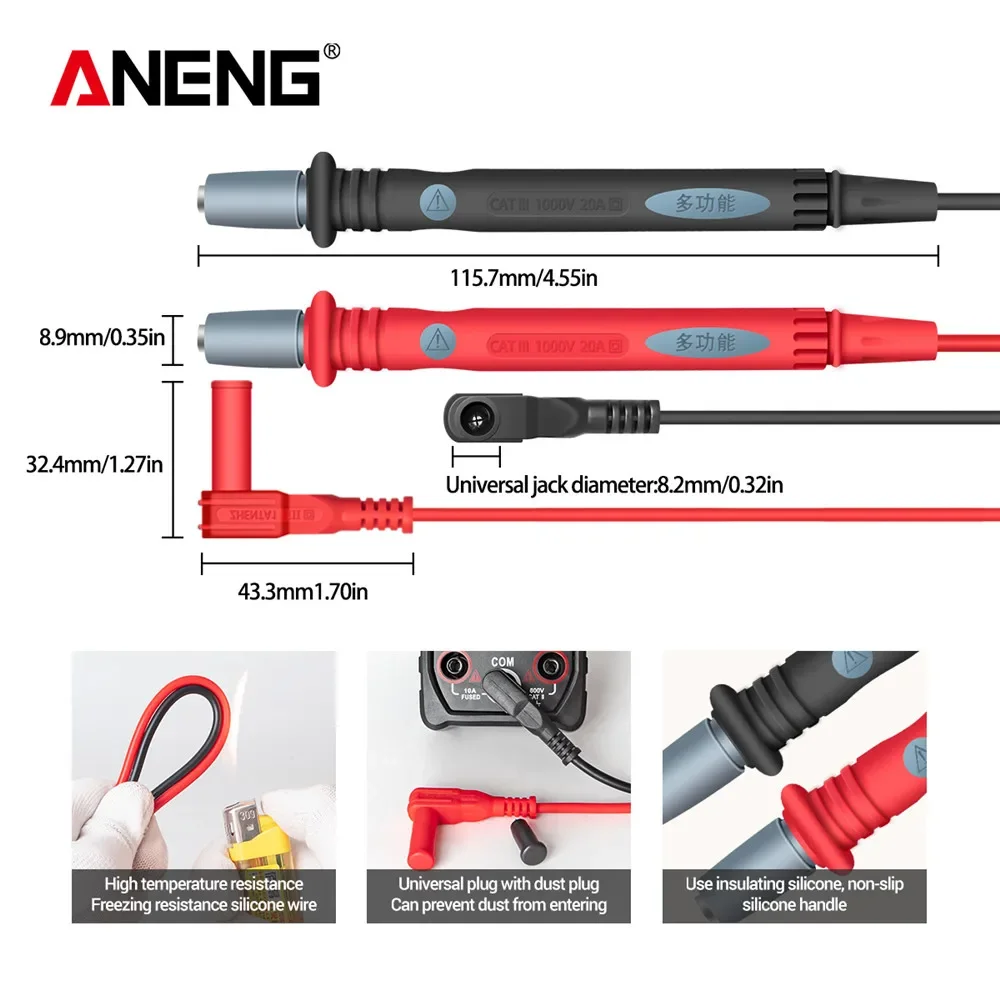 Silicone Digital Multimeter Test Lead 1000V 22pcs In 1 Multi-function leads Test Cable SMD SMT Needle Tip for FLUKE for Vichy