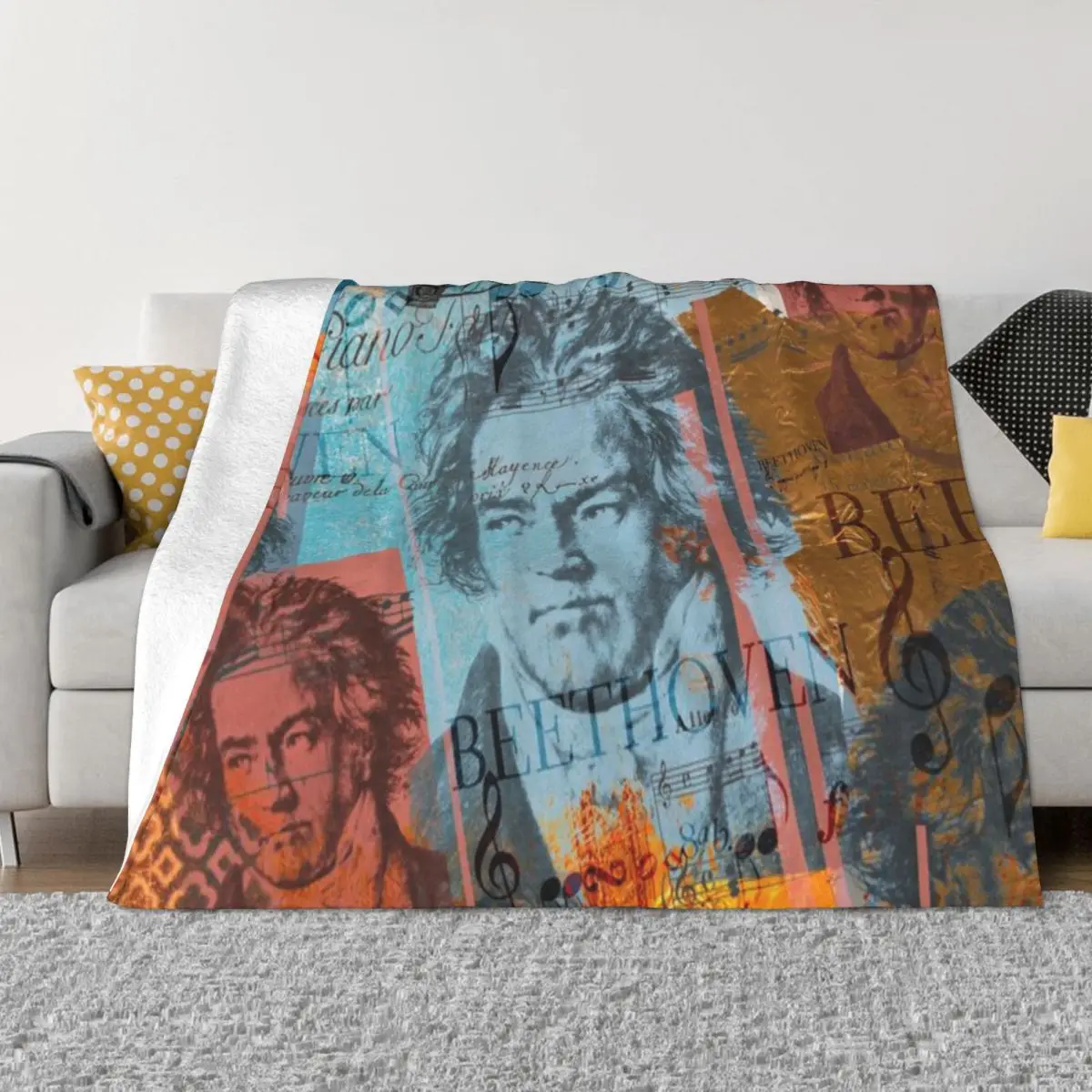 Ludwig Van Beethoven Портрет ультра-мягкое одеяло из микрофлиса Ludwig Van Beethoven Портрет ультра-мягкое одеяло из микрофлиса