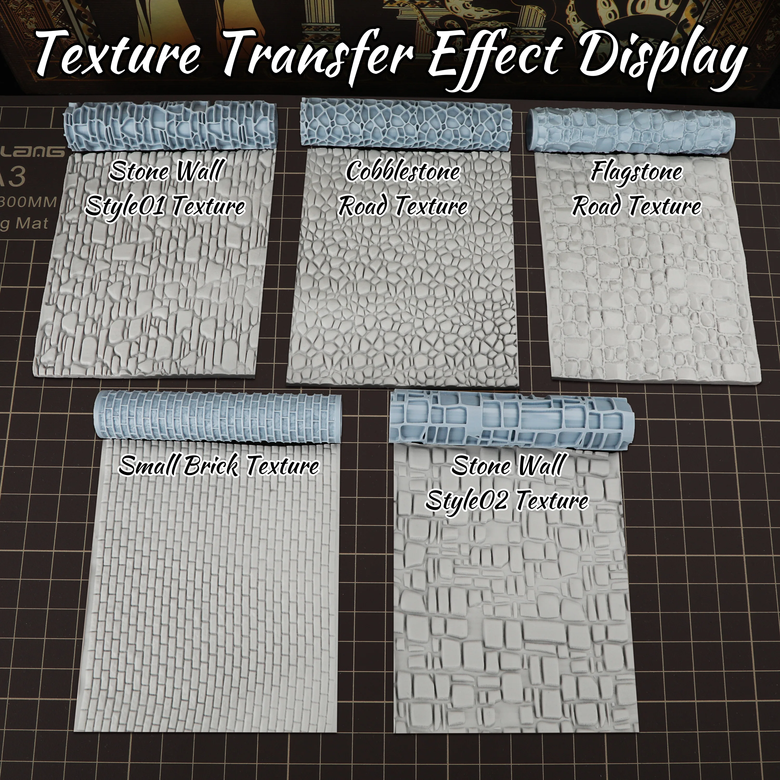 5-teiliges Terrain-Roller-Set – Texturwerkzeug für TTRPG-Dungeon-Böden, schlammige Straßen und zerstörte Wände | Leicht zu reinigen, Geschenk für Modellbauer – Detail 5
