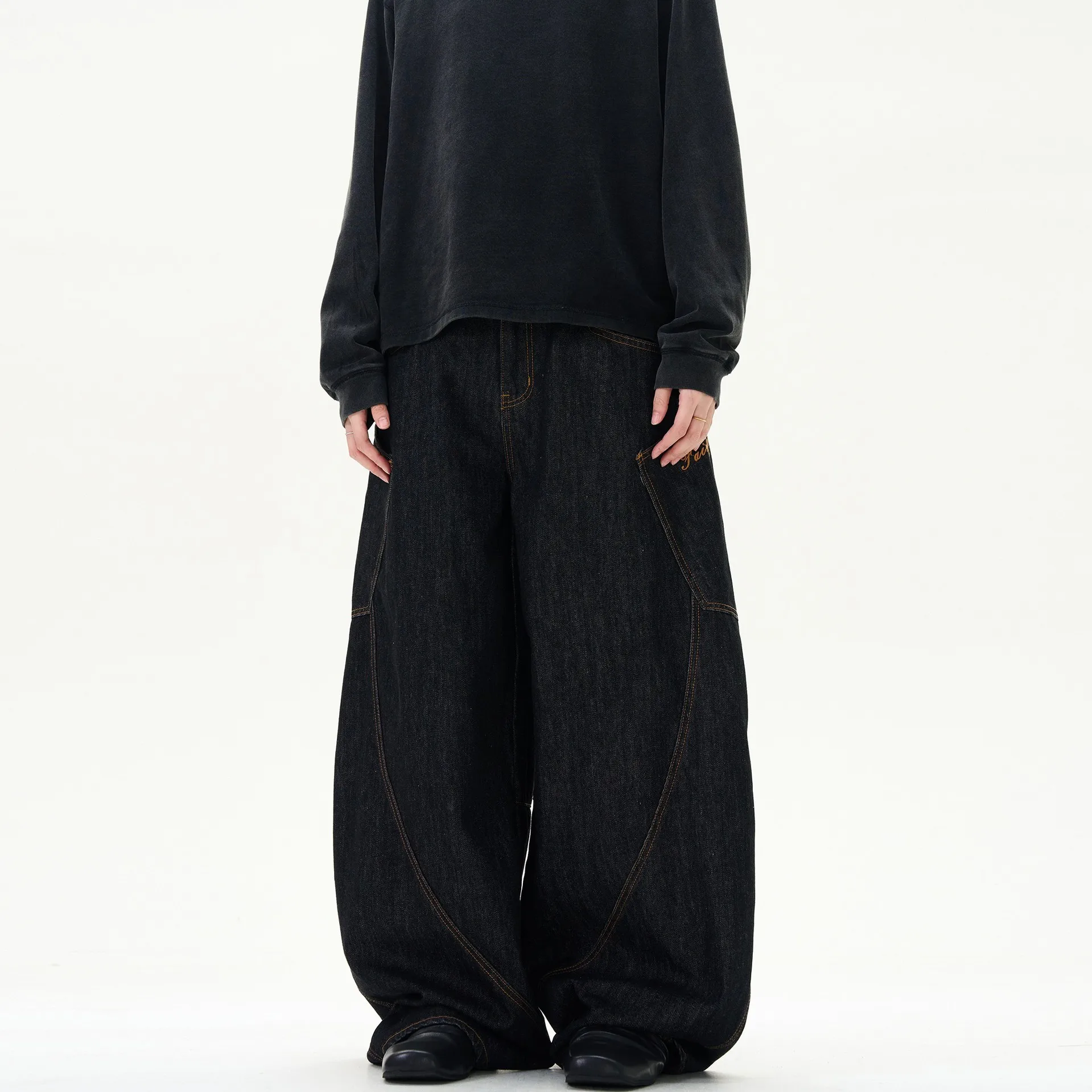 American Retro Streetwear Jeans Men Women Baggy Pants Wide Leg Oversized Silhouette Long Pants Floor Length Trend