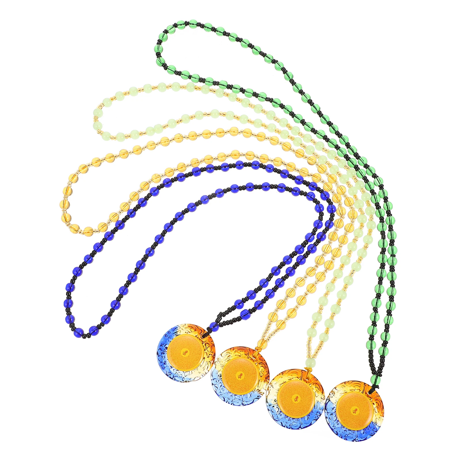 

4 Pcs Glass Beaded Pendant Amulet Decorations Necklace Token Men and Women