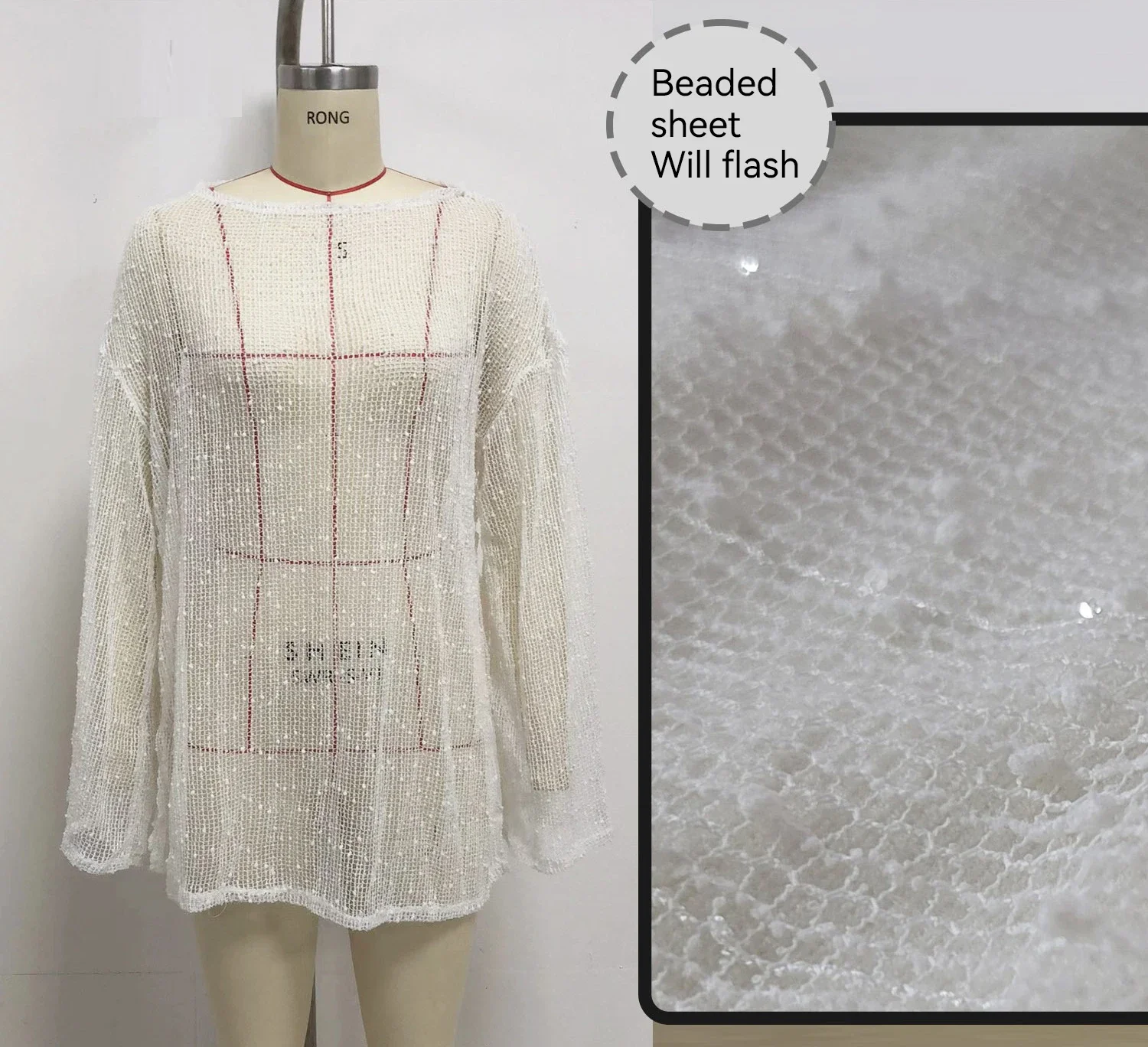 Pullover aperto sul davanti con tessuto scintillante con fiocchi di neve un design moderno a maniche lunghe con scollo tondo Perfetto per l'abbigliamento da spiaggia