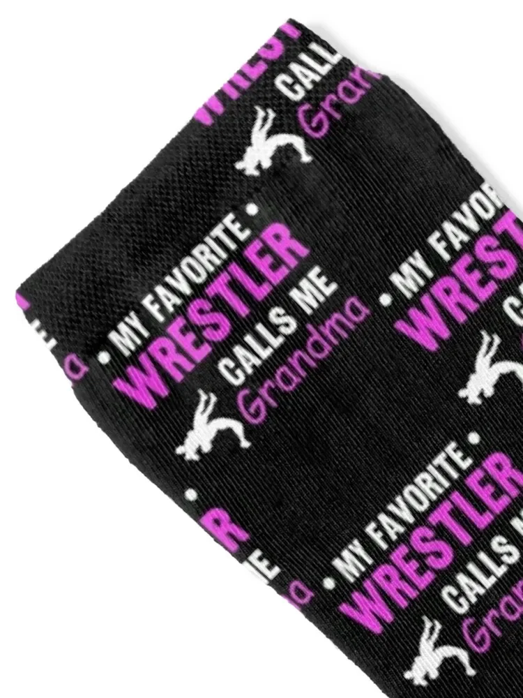 my favorite wrestler calls me grandma - Funny Wrestling Grandma For Women Socks happy anti-slip floor Socks Ladies Men's