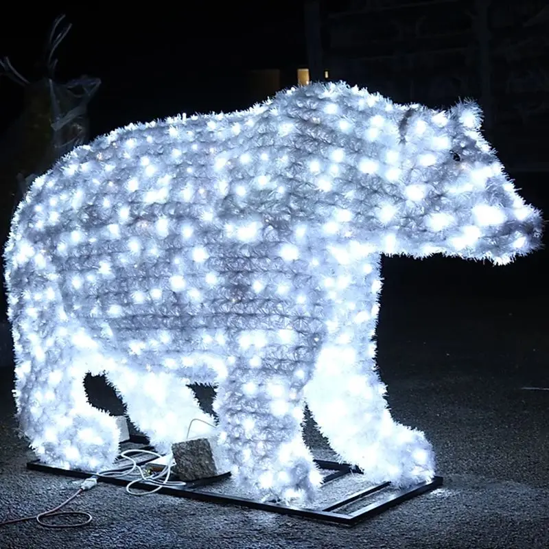 Custom. LED outdoor cool white sculpture 3D polar bear motif light for Ornament lights for landscape decoration