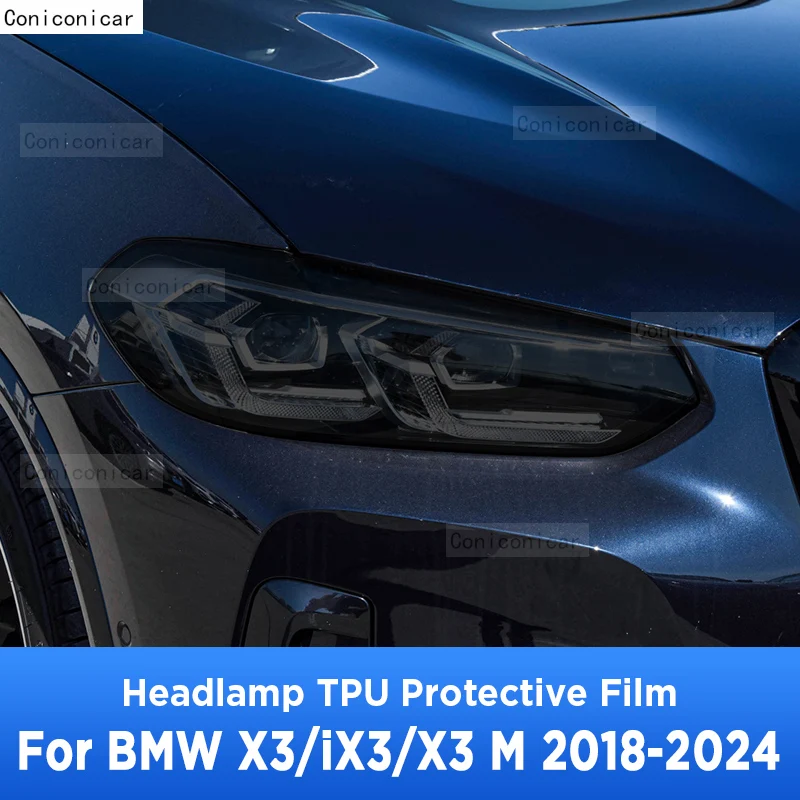 

For BMW X3 IX3 X3M G01 G08 F97 2018-2024 Car Headlight Tint Smoke Black Protective Film Vinyl Protection TPU Sticker Accessories