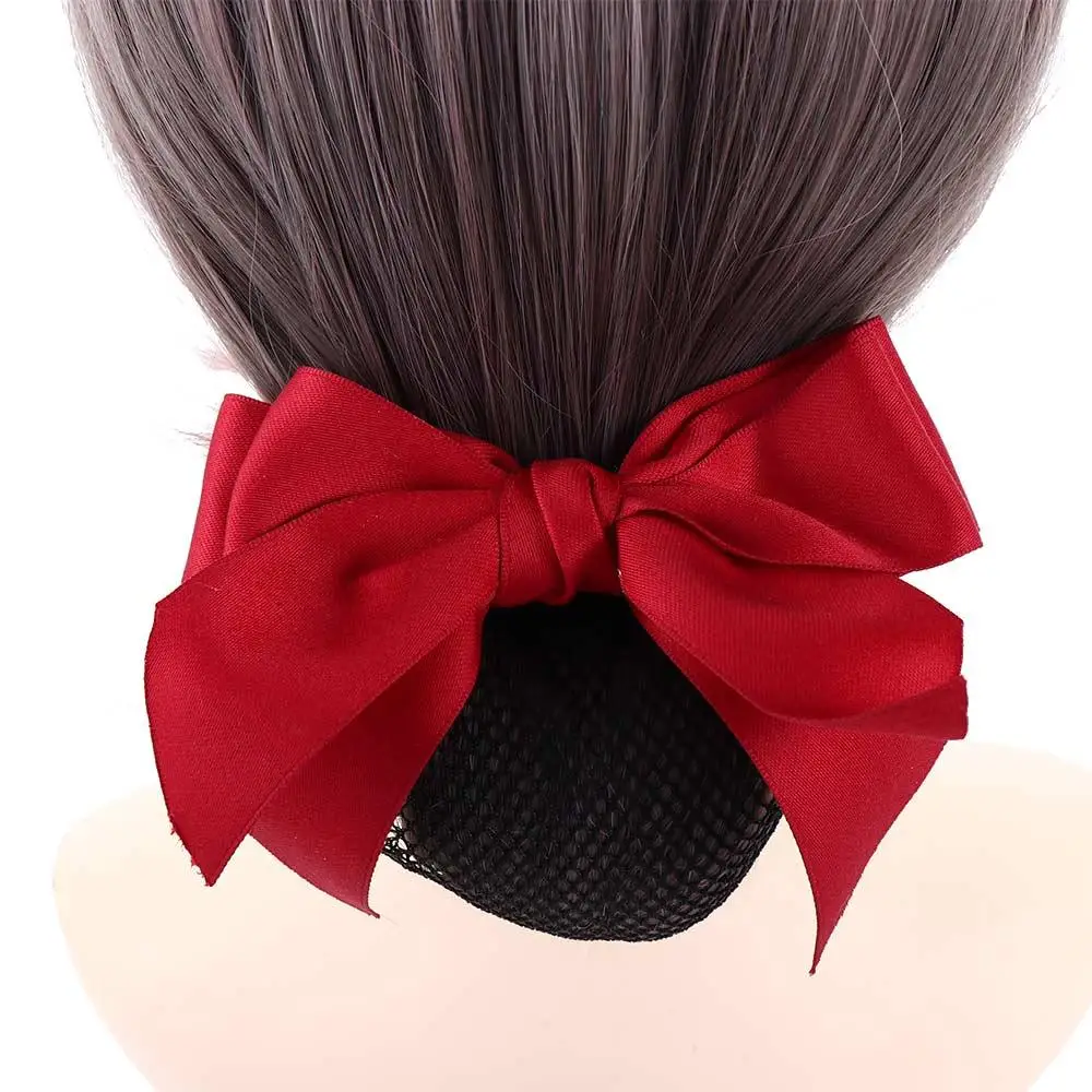 Korean Elegant Bowknot Spring Clips For Women Hotel Bun Snood Nurse Hair Clip Cover Net Hairpins Girls Ponytail Clip Gifts