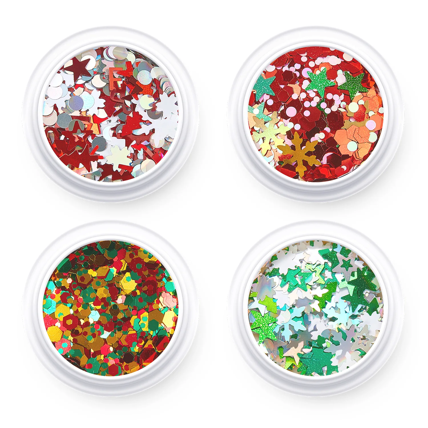 2025 Nieuw kerstglitterpoeder Nail Art Winter Sneeuwvlok Ultradun gemengd ornament