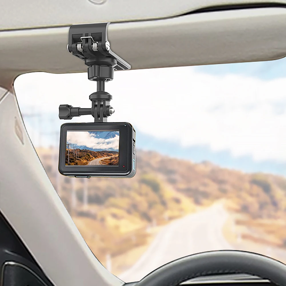 Car Sun Visor Action Camera Mount Bracket 1/4 Inch Adjustment Car Sun Visor Camera Mount for Osmo Pocket 3 Action 4 Insta360 X3