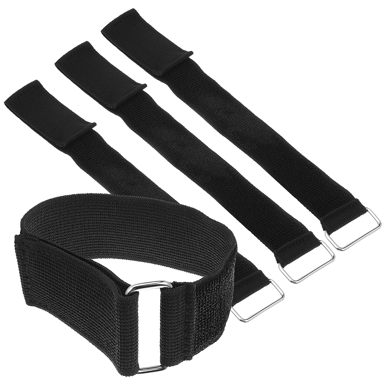 

4pcs Elastic Iron Buckle Belt 3.8cmx40cm Heavy Duty Storage Straps Adjustable Fastening Cable Ties Hook And Loop Securing