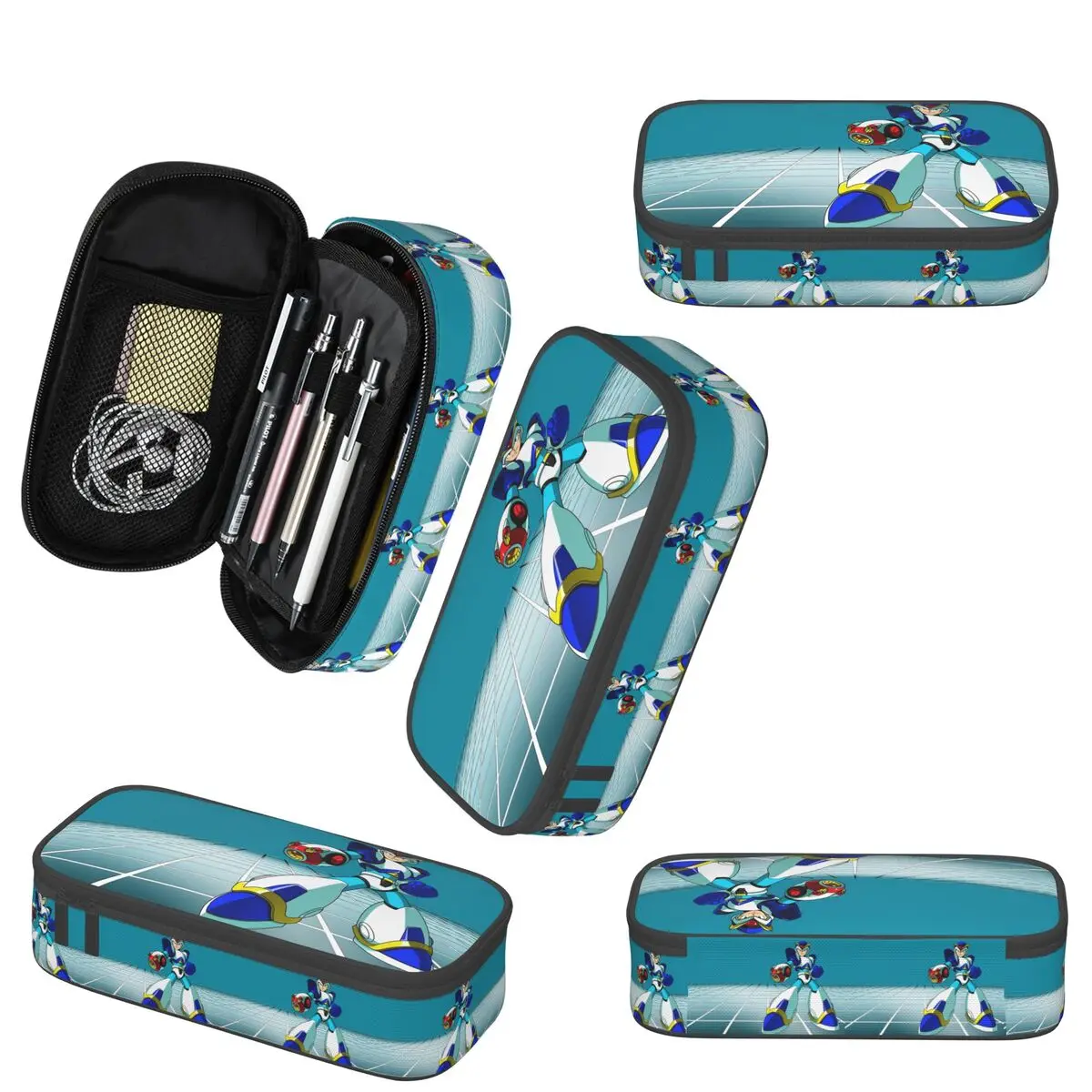 Megaman Video Game Mega Man Tempat Pensil untuk Hadiah Anak-anak Kotak Pena Tas Pensil Perlengkapan Alat Tulis Tas Tempat Pena