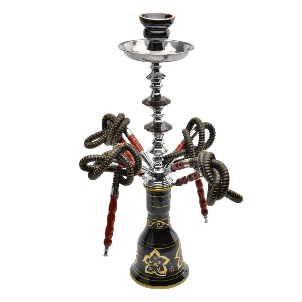 Shisha Full Set 4 Hoses With Ceramic Sheesha Bowl Hookah Metal Charcoal Tongs Chicha Narguile Smoke Accessories