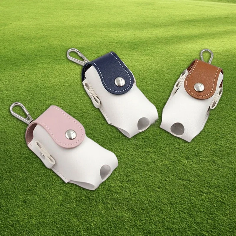 Portable Golf Small Ball Bag PU Leather Mini  Protection Bag Patchwork Model Case Ball Bag