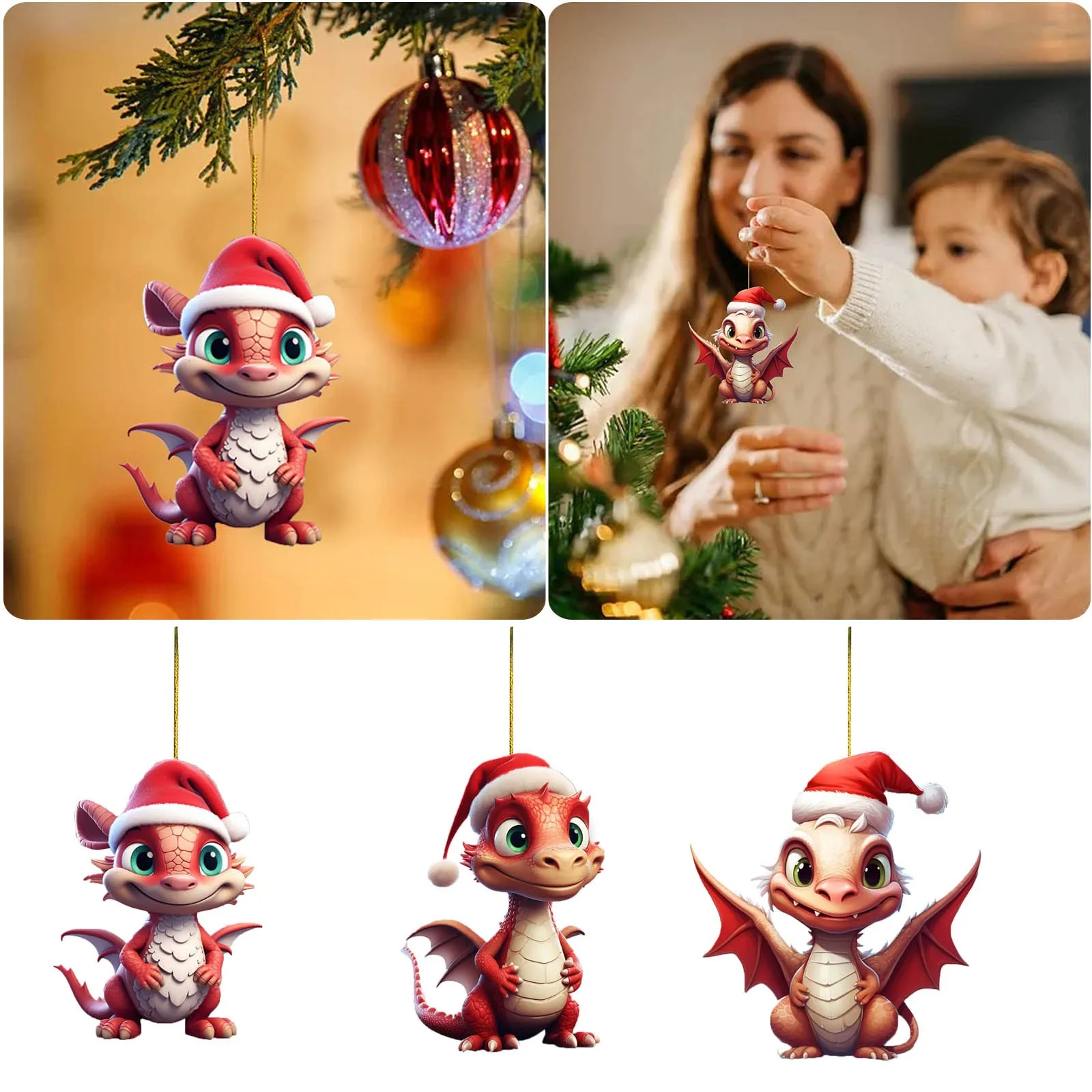 Weihnachts drache Baby Dekoration Acryl Weihnachten hängen Ornament Weihnachts baum hängen Navidad Ornament Anhänger Spielzeug