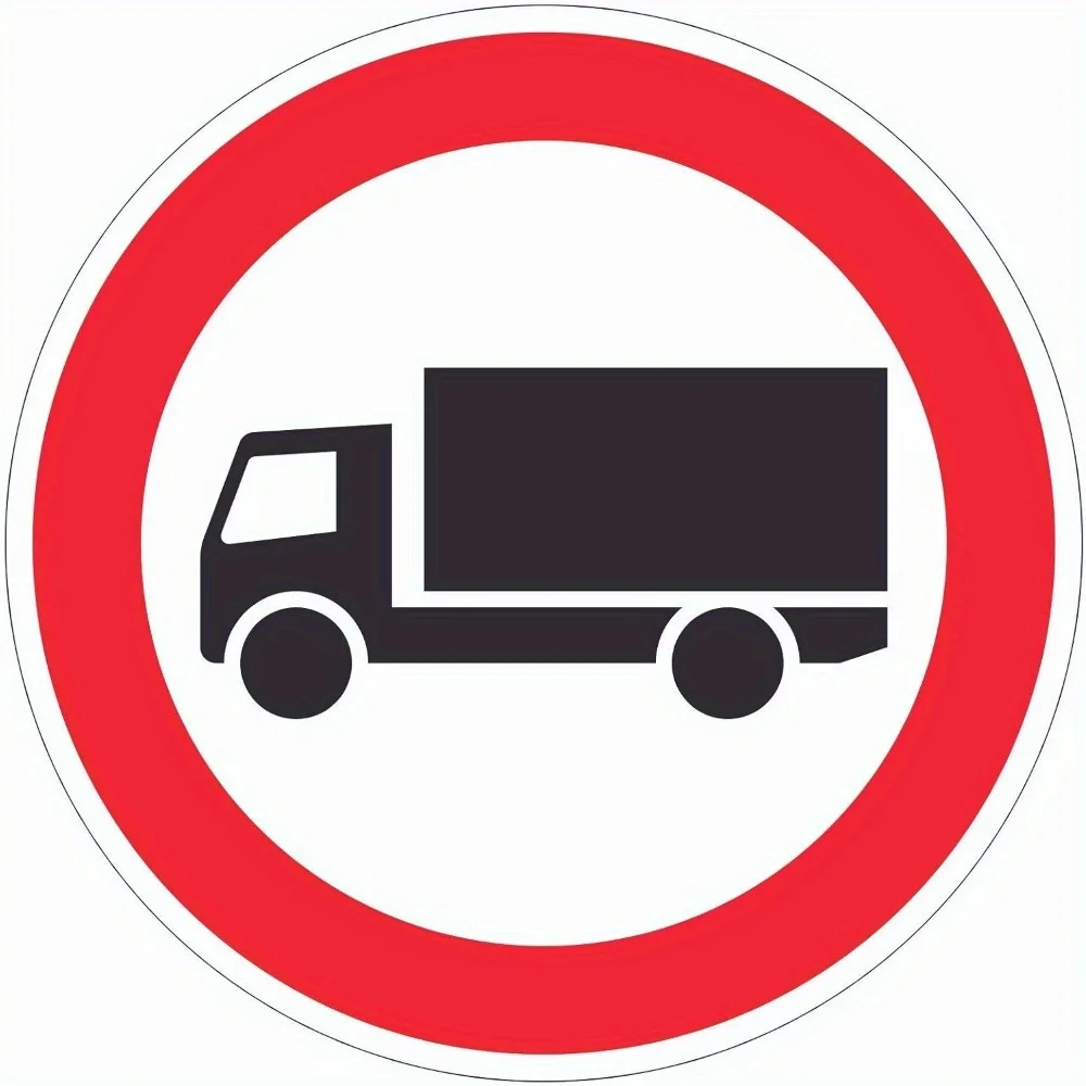2D Flat, Rustic Metal Round Stop Sign Featuring a Truck Icon - Suitable for Indoor/Outdoor Use, Weatherproof & Rust-Resistant Wa
