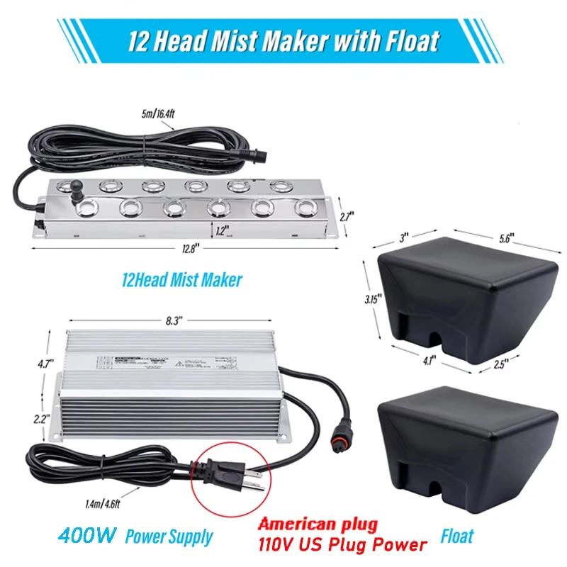 110 V/220 v 4/6/8/10/12 Hoofd Ultrasone Mist Maker Fogger Rvs luchtbevochtiger Kas Voor Hydrocultuur Hoge Kwaliteit
